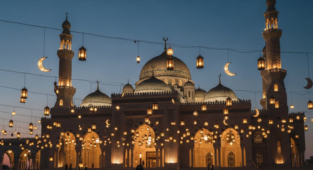 The Grand Mosque in the evening, Abu Dhabi, United Arab Emiratesの素材