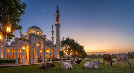 Sheikh Zayed Mosque in Abu Dhabi, United Arab Emirates at sunsetの素材