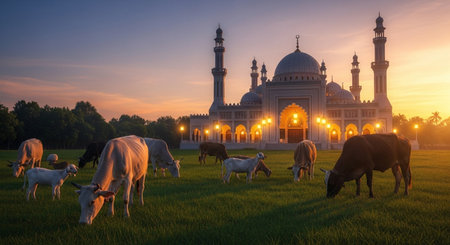 Sunset over the Masjid Putrajaya in Malaysiaの素材