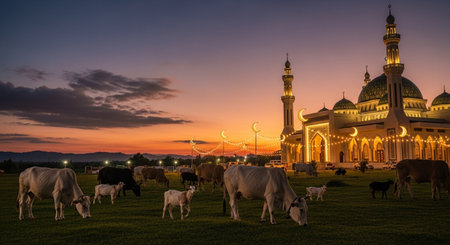Sheikh Zayed Mosque in Abu Dhabi, United Arab Emirates at sunsetの素材