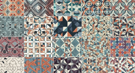 Seamless pattern. Colorful geometric background. Mosaic ornaments.の素材