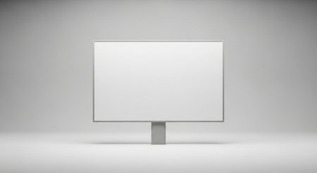 Blank white billboard on gray background. 3D rendering illustration.の素材