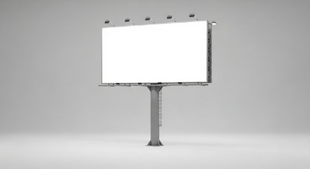 3d rendering of a blank billboard on a gray background with shadowの素材