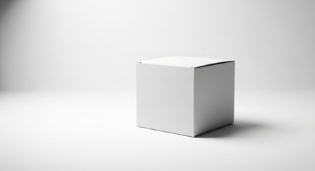 Blank white box mockup on white background. 3D renderingの素材