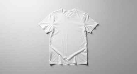 Blank white t-shirt mockup on grey background, 3d renderingの素材
