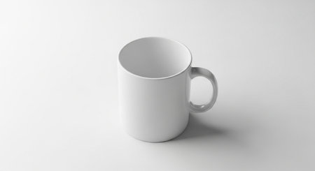 White mug mockup, 3D rendering illustration isolated on white backgroundの素材