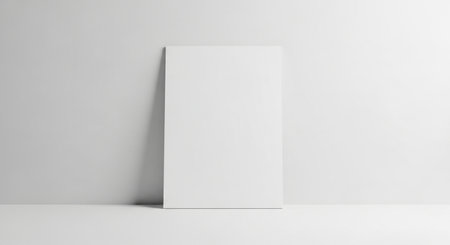 Blank white poster mockup on white background. 3D renderingの素材
