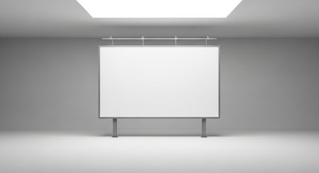 Blank white poster in empty room. 3d render illustration.の素材