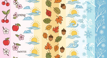 Seamless pattern with hand drawn autumn elements. Vector illustration.の素材