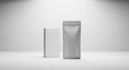 Blank white packaging mockup, 3d render, side viewの素材