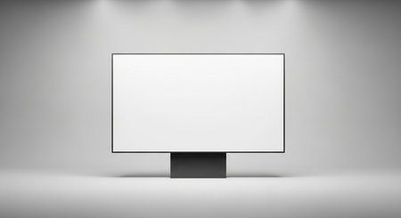 Blank screen tv on white wall. Mock up, 3D Renderingの素材