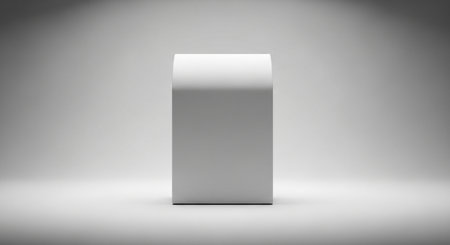Blank white paper box on gray background. 3D rendering.の素材