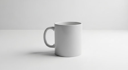 White mug mockup on white background. 3D rendering illustration.の素材