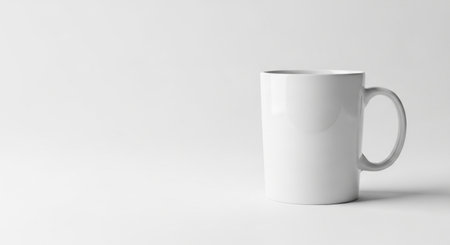 White mug mockup on white background. 3D rendering illustration.の素材