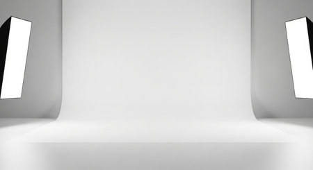3d rendering of a white room with white walls and white floorの素材
