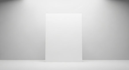 Blank white poster on white wall. Mock up, 3D Renderingの素材