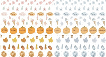 Set of hand-drawn autumn elements. Illustration in vector formatの素材