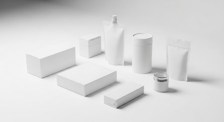 Blank cosmetic containers mockup on white background. 3D renderingの素材