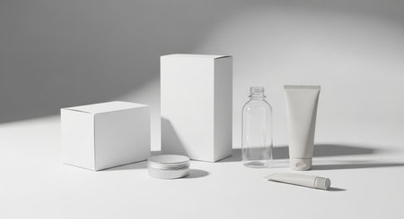 White cosmetic containers and tubes mockup on white background. 3d renderingの素材