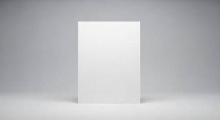 Blank white poster on gray background. 3D rendering illustration.の素材