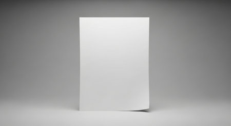Blank white sheet of paper on gray background. 3D renderingの素材