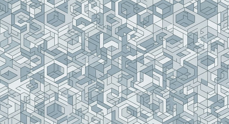 Abstract geometric background with isometric cubes and lines. Vector illustration.の素材