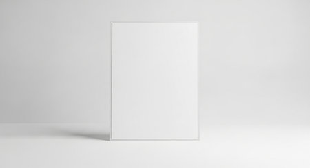 Blank white poster mockup on white background. 3D renderingの素材