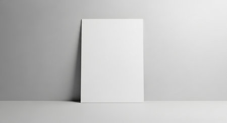 Blank white poster mockup on white background. 3D renderingの素材