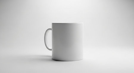 White mug mockup isolated on white background. 3D rendering.の素材
