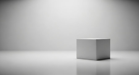 3d render of a white podium on a gray background with shadowsの素材