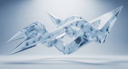 Ice crystal isolated on white background. 3D illustration. 3D rendering.の素材