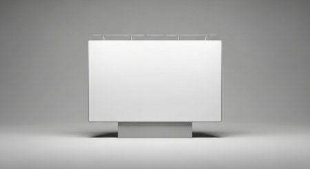 Blank white billboard on gray background. 3d render illustration.の素材