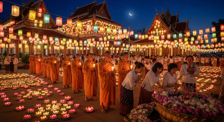 Loy Krathong festival in Chiang Mai, Thailand.の素材