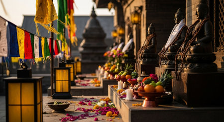 Lanterns on the graves of buddhist monks, Chiang Mai, Thailandの素材