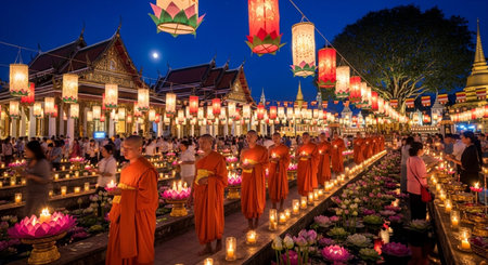 Loy Krathong festival in Chiang Mai, Thailand.の素材