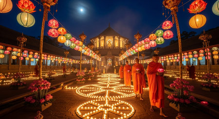 Loy Krathong festival in Chiang Mai, Thailand.の素材