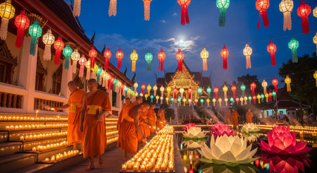 Loy Krathong festival in Chiang Mai, Thailand.の素材