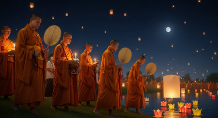 Loy Krathong festival in Chiang Mai, Thailand.の素材