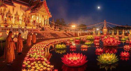 Loy Krathong festival in Chiang Mai, Thailand.の素材