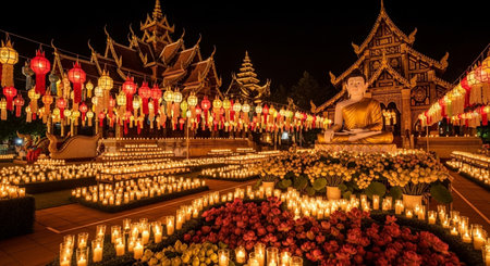 Loy Krathong festival in Chiang Mai, Thailand.の素材