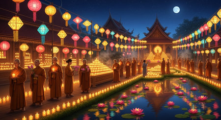 Loy Krathong festival in Chiang Mai, Thailand.の素材
