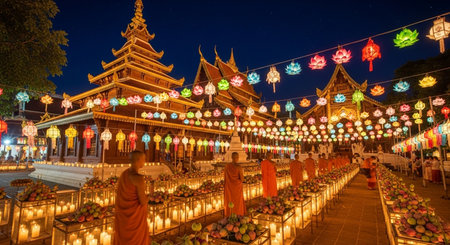Loy Krathong festival in Chiang Mai, Thailand.の素材