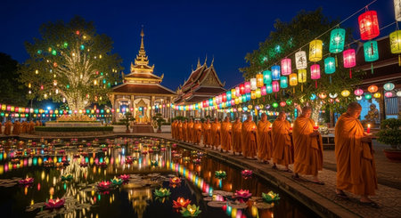 Loy Krathong festival in Chiang Mai, Thailand.の素材