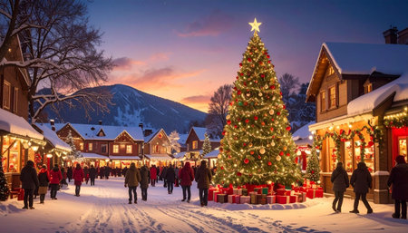 Christmas market in the town of Zell am See, Austria.の素材
