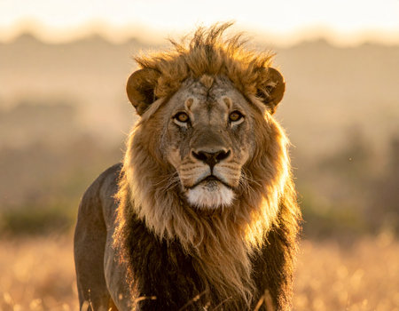 Male lion in Maasai Mara National Park in Kenya, Africaの素材