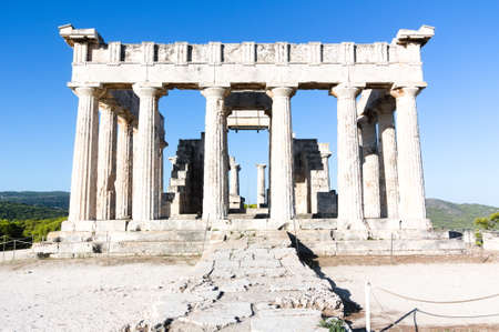 Temple of the goddess Aphaia in Aegina, Aegina Island, Saronic Gulf.