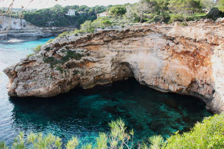 Island scenery, beach, beautiful bay seaside, Balearic Islands, Mallorca, Spain, Mediterranean Sea.の写真素材