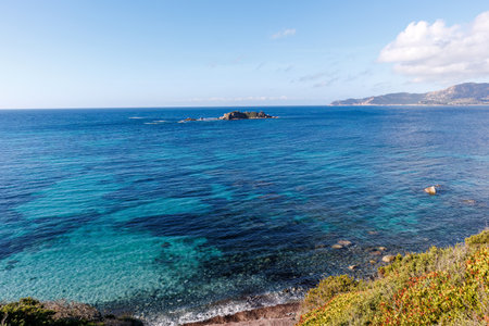 Sea coast landscape in Sardinia near Villasimusの写真素材