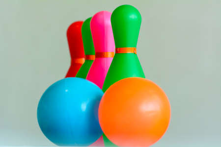 Bowling toys are colorful its perfect for fun and suitable for children.の写真素材