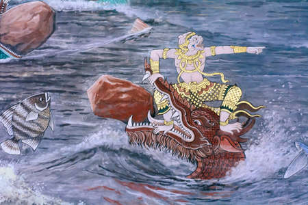 Mural painting in wat phra kaew, Bangkok Thailandのeditorial素材